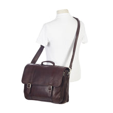 Load image into Gallery viewer, Leather Gusset Laptop Briefcase by Clava