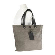 Load image into Gallery viewer, Waxed Canvas and Leather Tote - Grey-Black