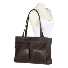 Load image into Gallery viewer, Two Pocket Leather Tote