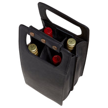 Load image into Gallery viewer, Leather Four Bottle Wine Carrier