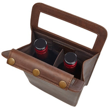 Load image into Gallery viewer, Leather Two Bottle Wine Carrier