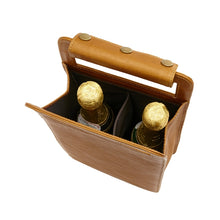 Load image into Gallery viewer, Leather Two Bottle Wine Carrier