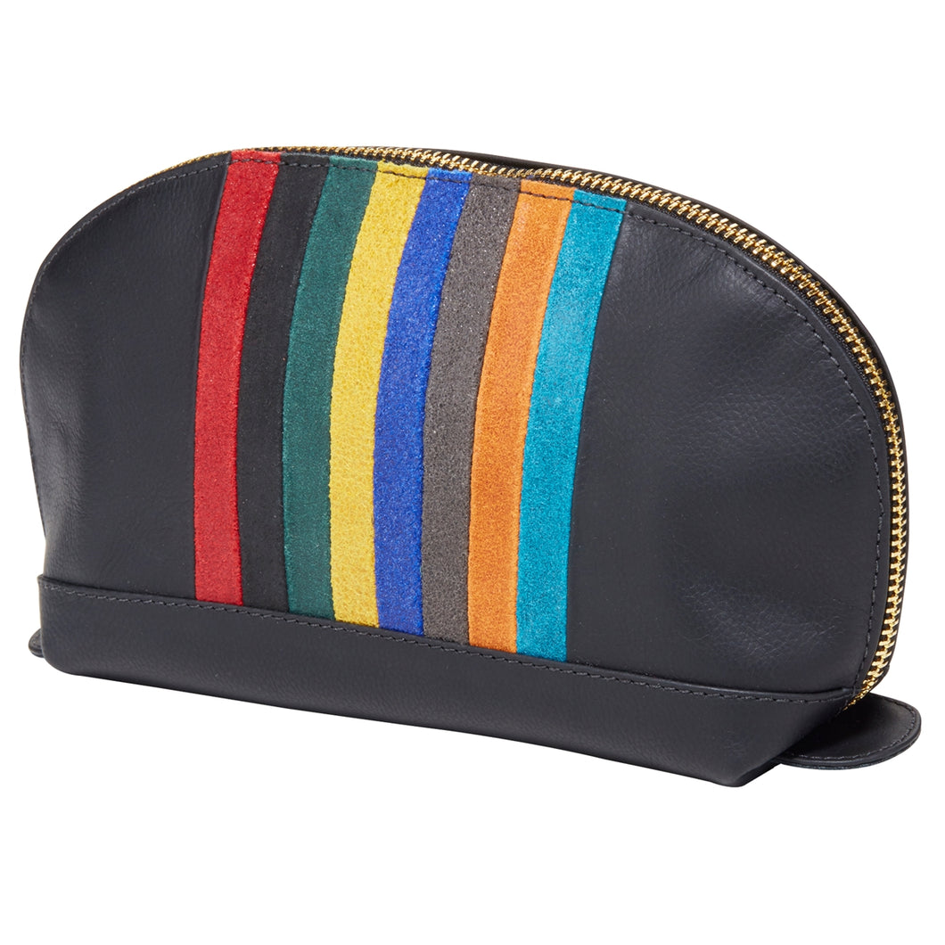 Iris Striped Leather Accessory Pouch