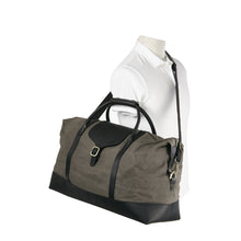 Load image into Gallery viewer, Waxed Canvas &amp; Leather Buckle Weekender - Grey

