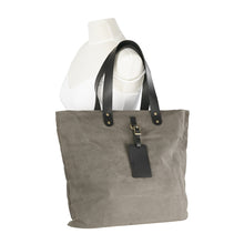 Load image into Gallery viewer, Waxed Canvas Shopper Tote with Leather Tag
