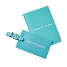 Load image into Gallery viewer, Leather Travel Set with Quote - CL Aqua
